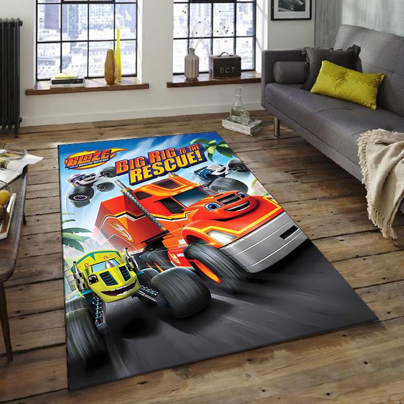 1pc Blaze and the Monster Machines Design Area Rug - Non-Slip, Soft & Cozy Floor Mat for Living Room, Bedroom, Office - Indoor/Outdoor Decorative Carp