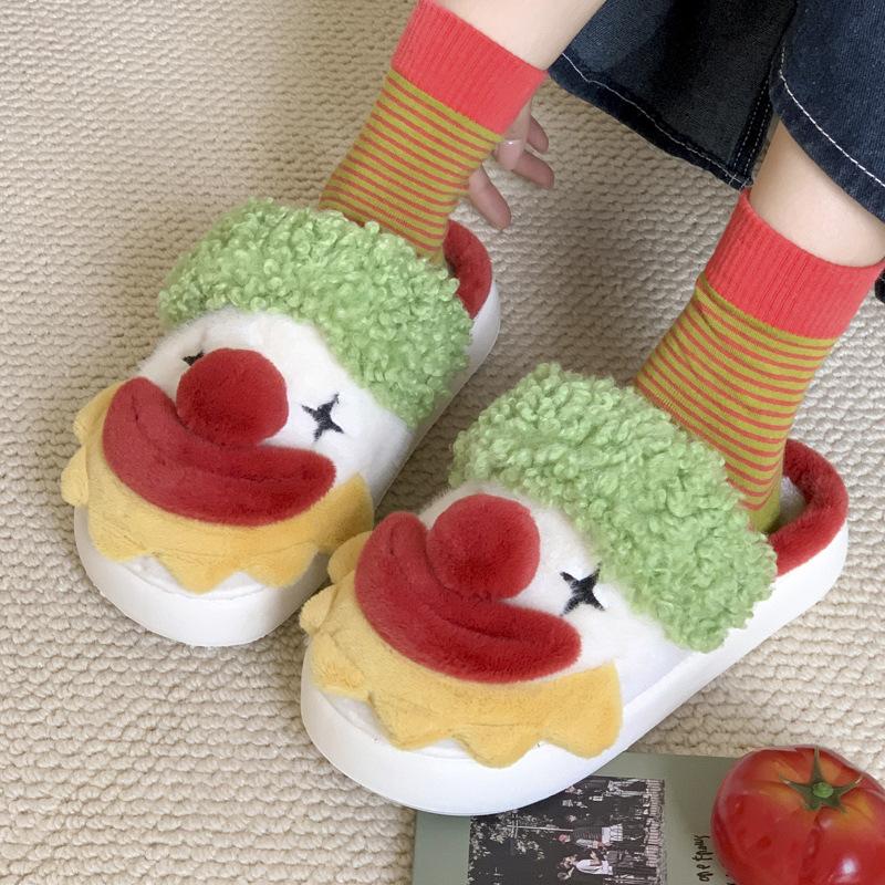 Funny clown couple cotton slippers women's new winter men's cotton shoes indoor and outdoor wear thick soles increase