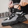Fashion Boots for Men Outdoor Hiking Shoes Platform Sneakers Mid Top Lace Up Walking Shoes Thick Soled Anti Slip Casual Men Shoe