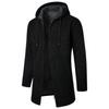 Giacca Maglione Lavorato a Maglia da Uomo in Pile con Cappuccio Lungo Monocolore