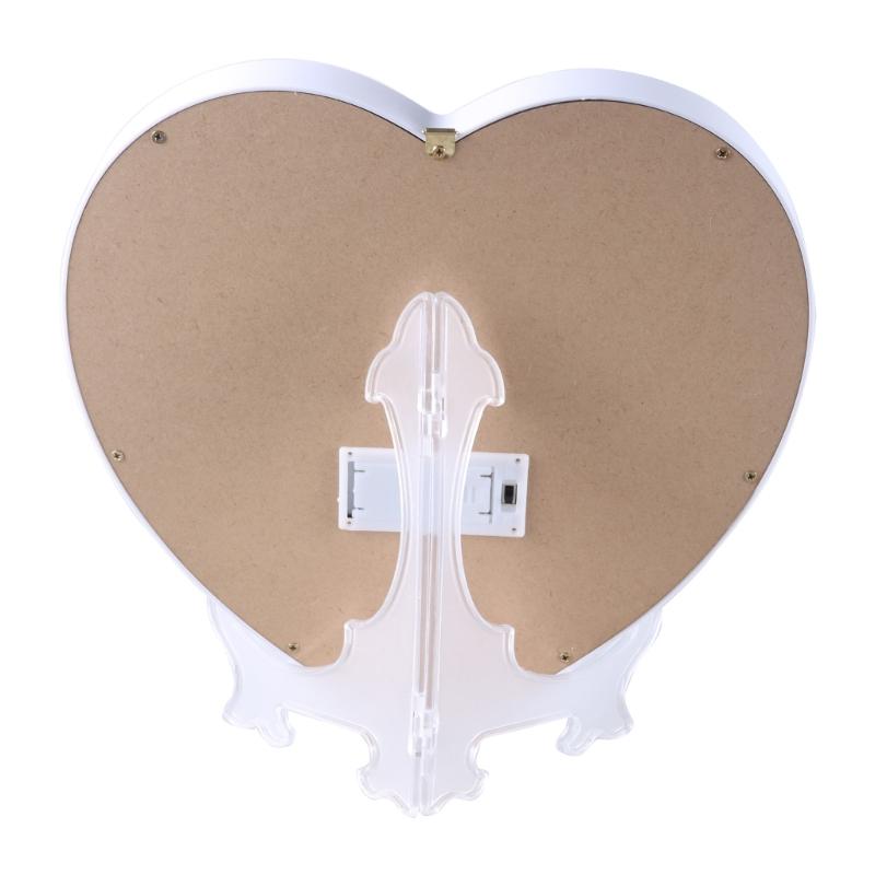Heart Shaped Felt Letter Board Message Sign with LED Light and Changeable Letters and Stand for Party Table Decorations