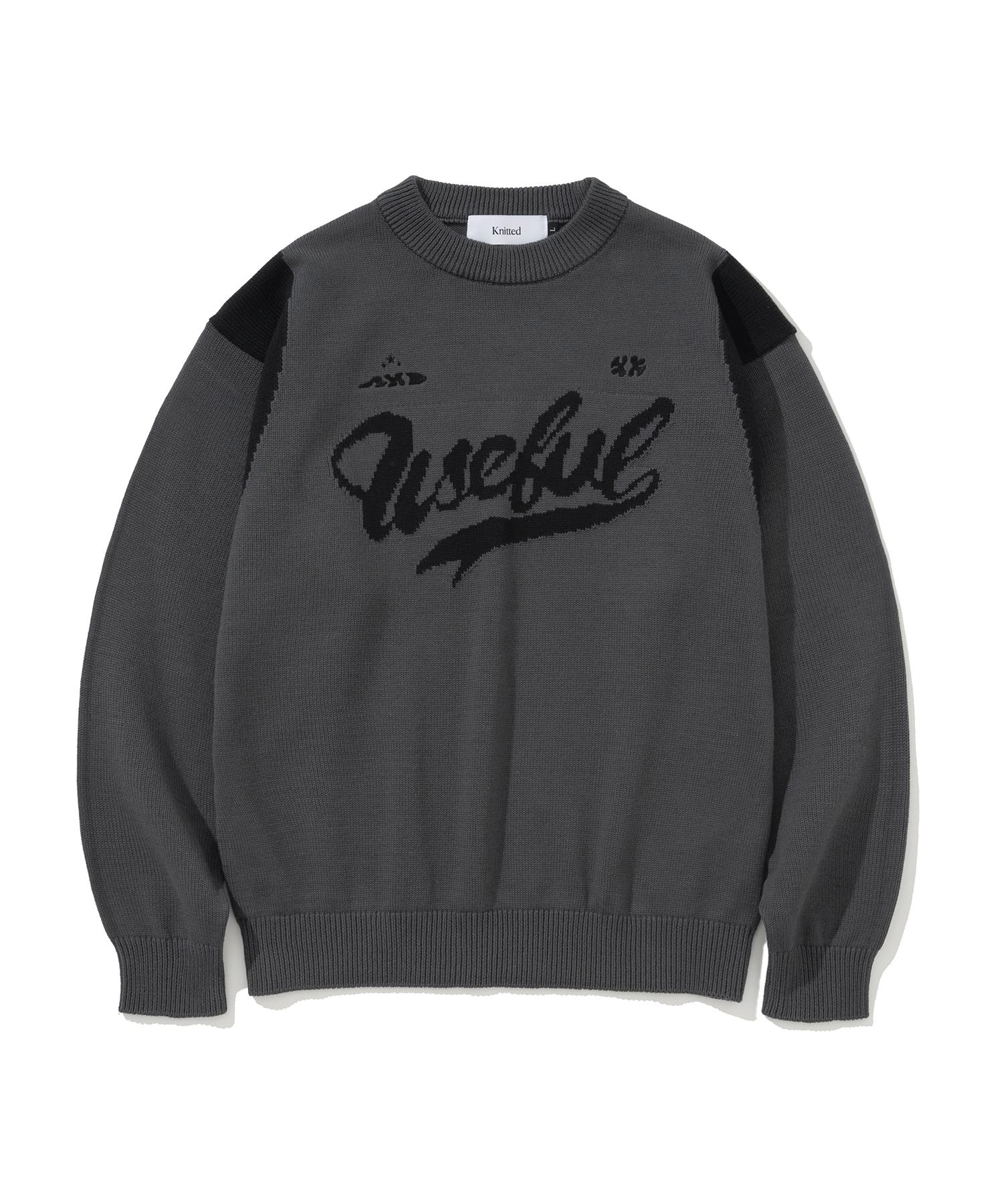 Nitied Varsity Embroidered Logo Knit Charcoal M