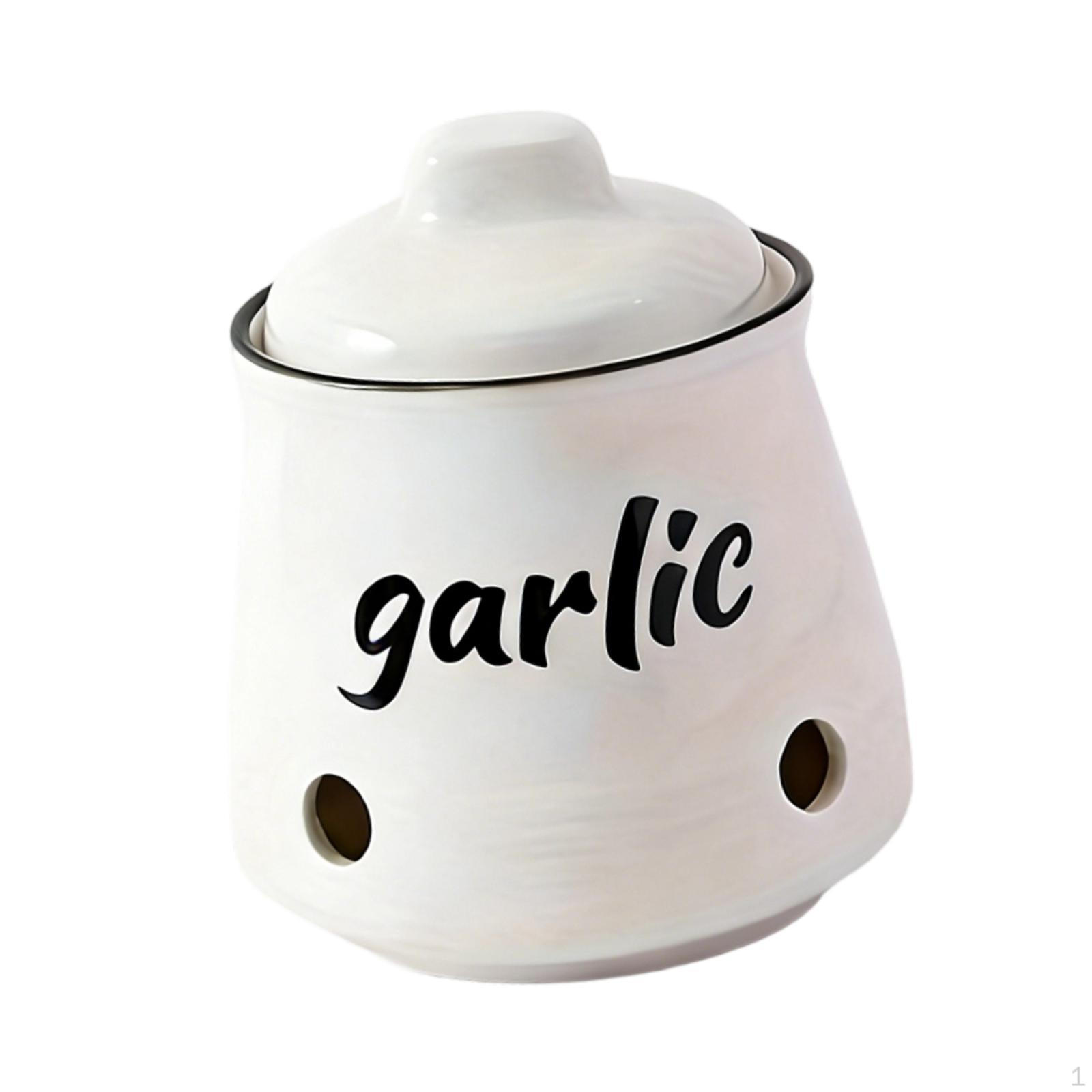 

Organizer, Storage Container with Lid, Kitchen Accessory, Decoration, Garlic Holder белый