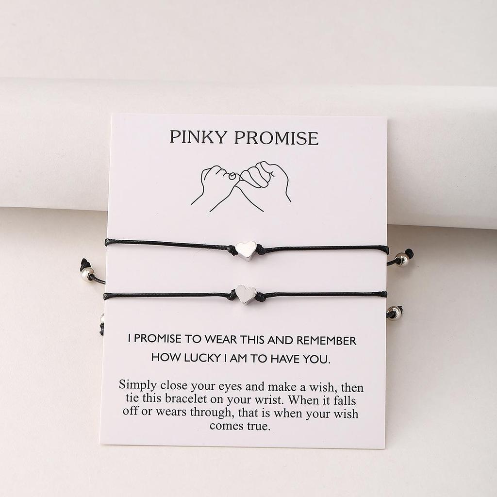 577010 Retro Herz Wachsschnur Armband - Europäisches & Amerikanisches Design