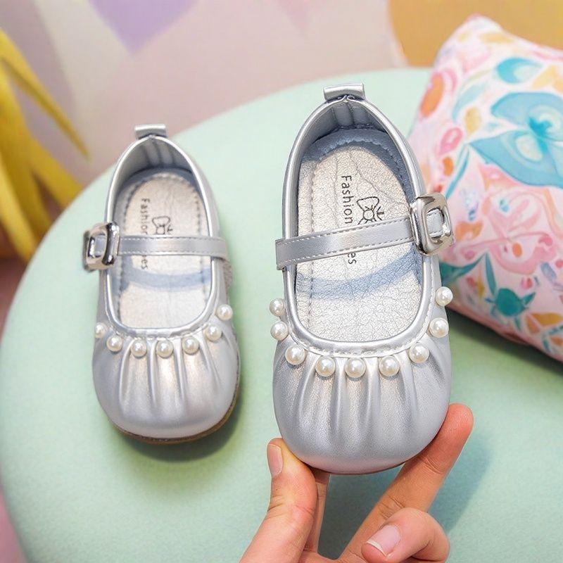 2026Spring new style pearl girls' French Mary Jane shoes, soft-soled ballet granny shoes, trendy little princess shoes