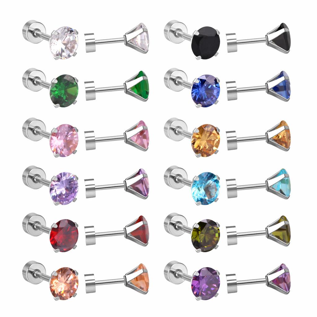 Titanium Steel Crystal Stud Earrings Sweet Cute Light Luxury Fashion Jewelry for Women Girls