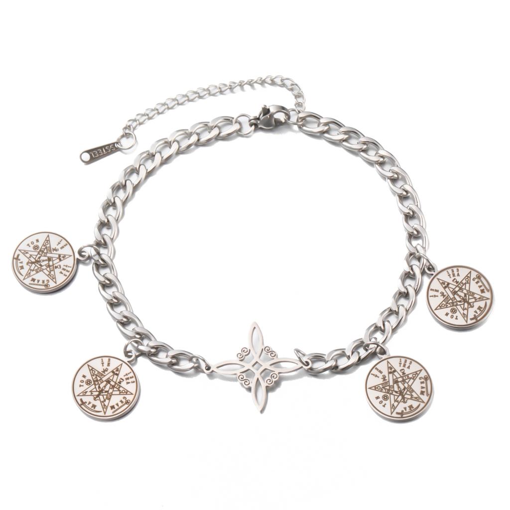 LIKGREAT Pentagram Bracelet Witch Knot Charm Gothic Witchy Y2K Jewelry for Women Stainless Steel Protection Amulet Party Gift