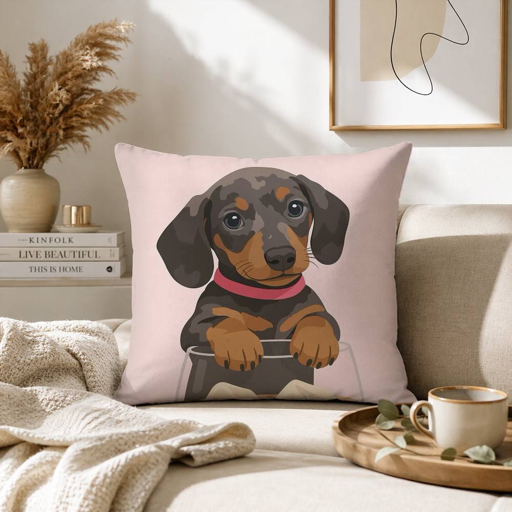 cartoon cute dachshund Pillow Case for Sofa Living Room Home office Decor Protective Cover