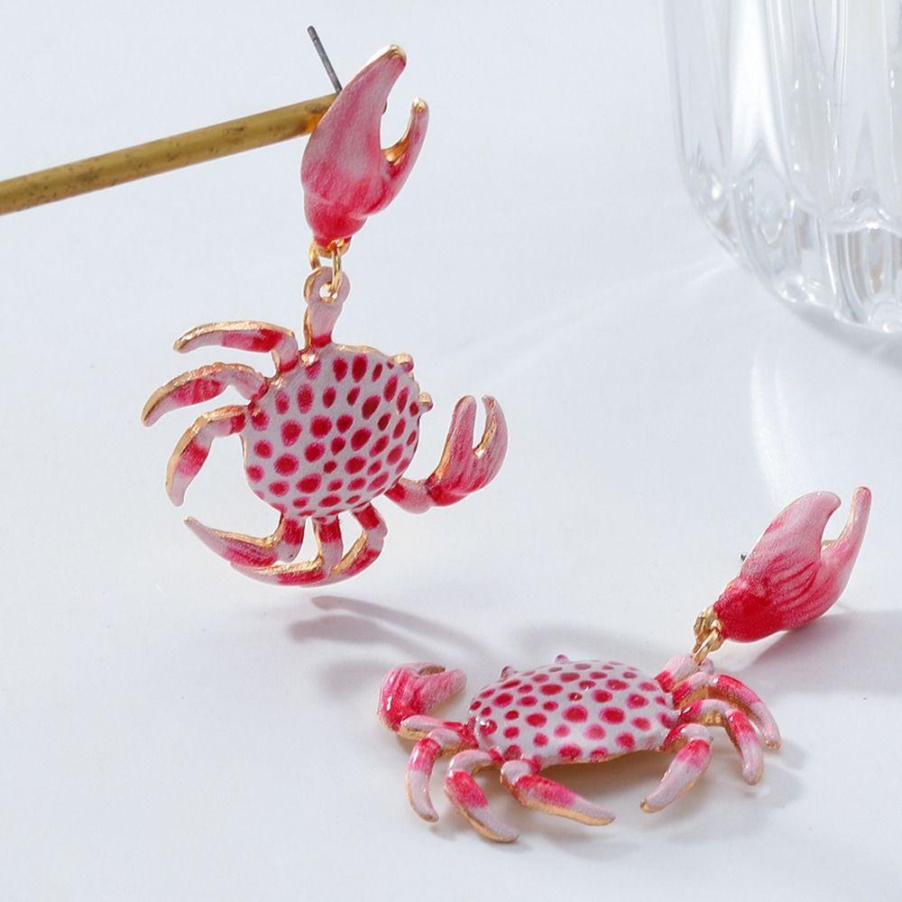 1 Pair Creative Crab Earrings Fashion Ear Jewelry Animal Earrings  Beach Vacation Accessory