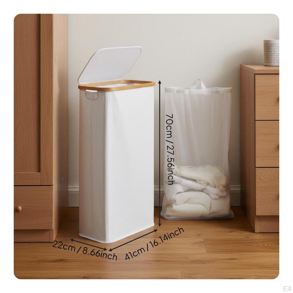 Bamboo Frame Foldable Laundry Basket Waterproof Dustproof