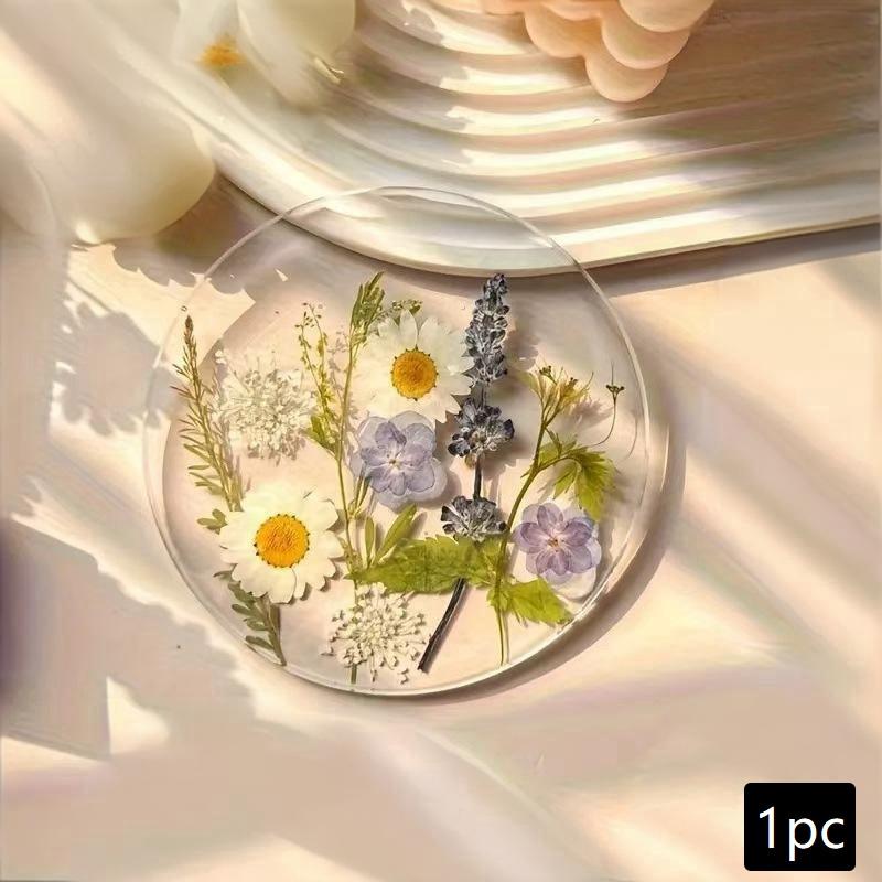 

1/4Pcs 2D Round Colorful Printed Coasters Transparent Artistic Floral Coasters Wedding Birthday Table Decor Mother s Day Gifts
