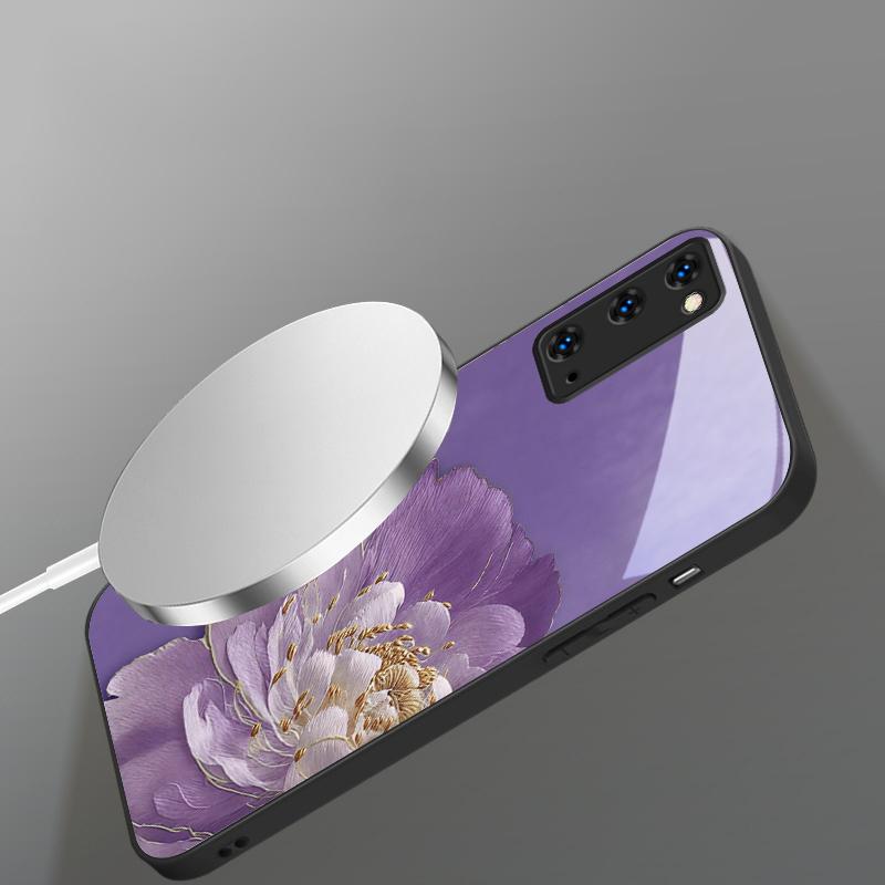 Gradient colored flowers For Samsung Galaxy S20 FE S21 S22 + S23 Plus S24 Ultra 25 Edge S24 Ultra For Magsafe Glass Phone Casee