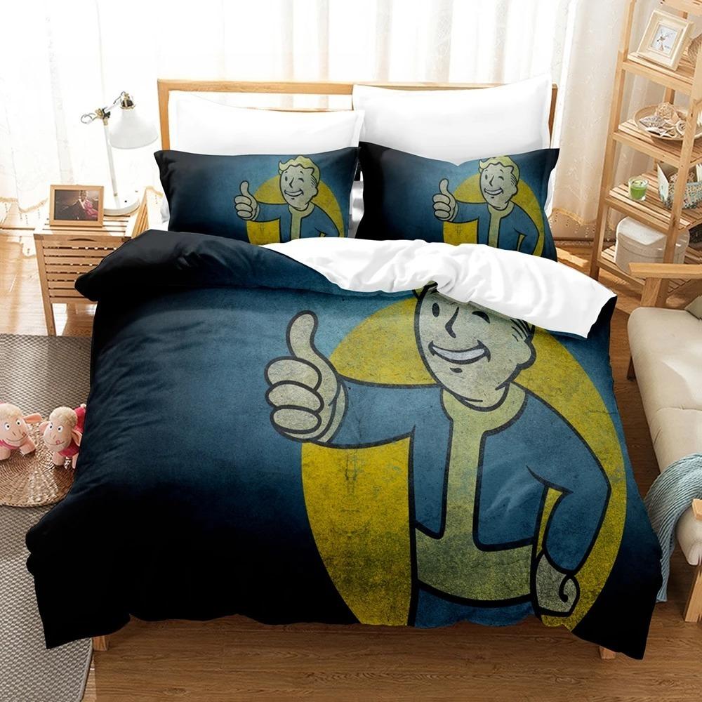 Fallout Vault 33 Bettwäsche-Set Einzelbett Twin Full Queen King Size Bettwäsche-Set Schlafzimmer für Jungen Erwachsene Bettbezug-Sets Anime Bettwäsche-Set Bett