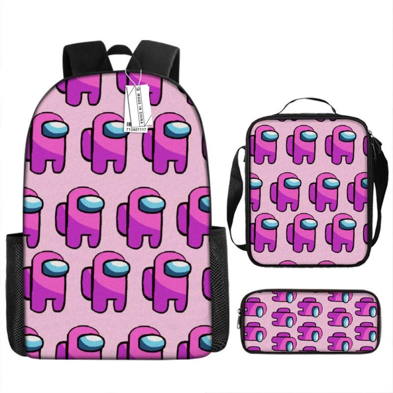 Among Us Themed School Backpack Set Kids - 3PCS Shoulder Bag Pencil Case Oxford Fabric Breathable Waterproof