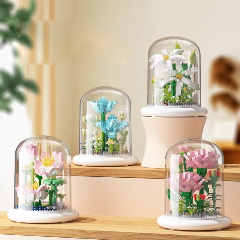 Puzzle Educational Building Blocks Flower Sunflower Jasmine Children Toys Model