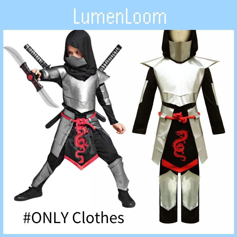 Disfraz de Ninja de Halloween de Lujo Para Niños Juego Completo Con Cubrecabezas Mono Calentadores de Piernas Peto Y Chaleco Disfraz de Ninja)