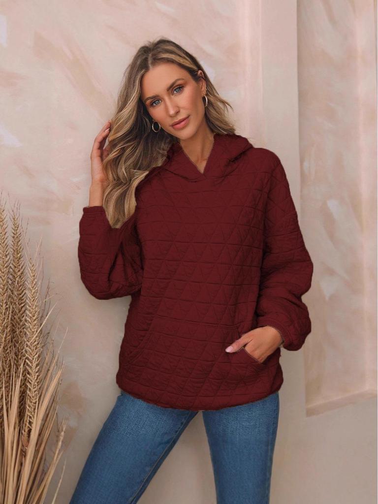 2025 European & American Women's Casual Solid Color Hooded Sweatshirt - Autumn/Winter Collection