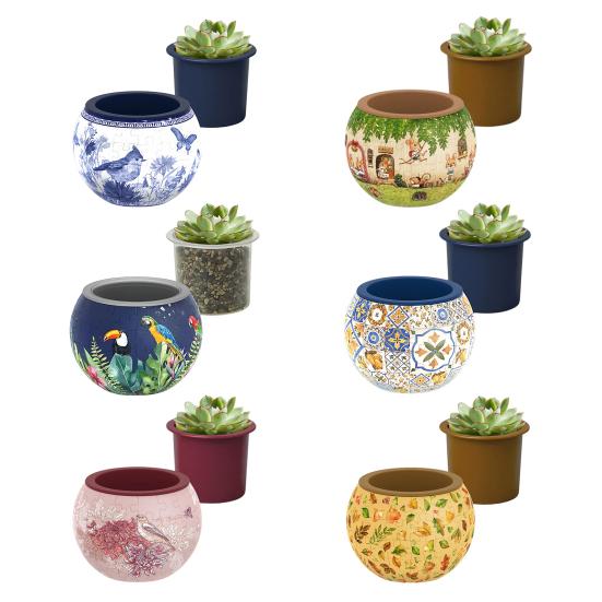 3D Puslespill Plantekasse DIY Blomsterpotte Sammenlåsende Puslespillbiter Sukkulenter Plantekasse for Hjemmekontor Skrivebordsdekor Innendørs Kaktus