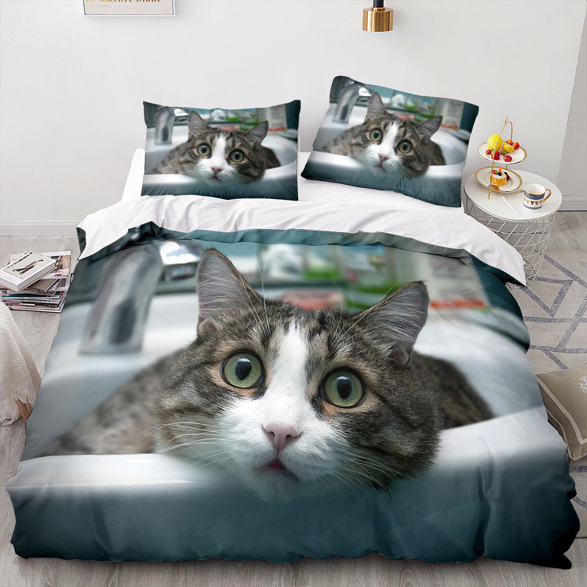 

Comforter 3D Animal Cat 3D Large Printed Double Size Bedding Set Single Set Comforter (quilt)-EU Single(135*200cm)3pcs