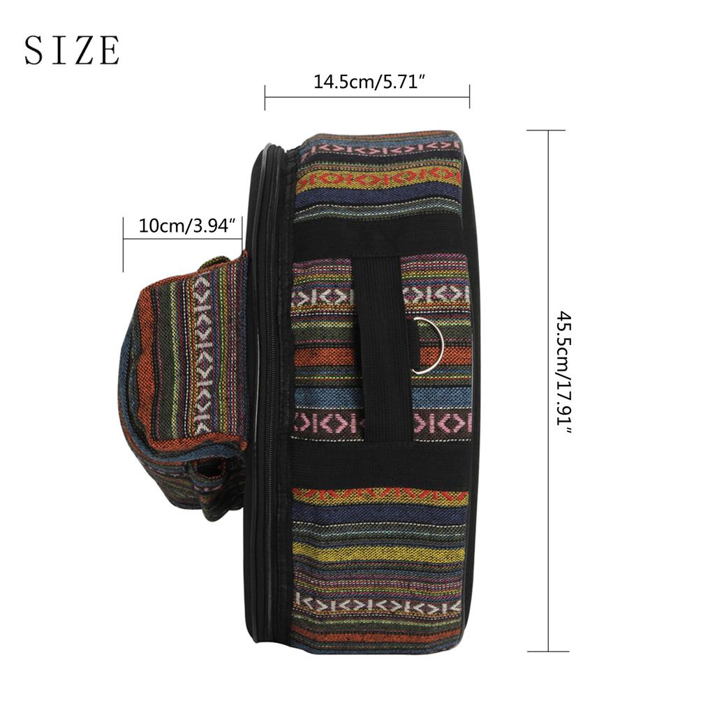 Snare Drum Carrying Bag Ethnic Style Backpack Portable Drum Case With Outside Pockets Storage Pouch Drum Accessories