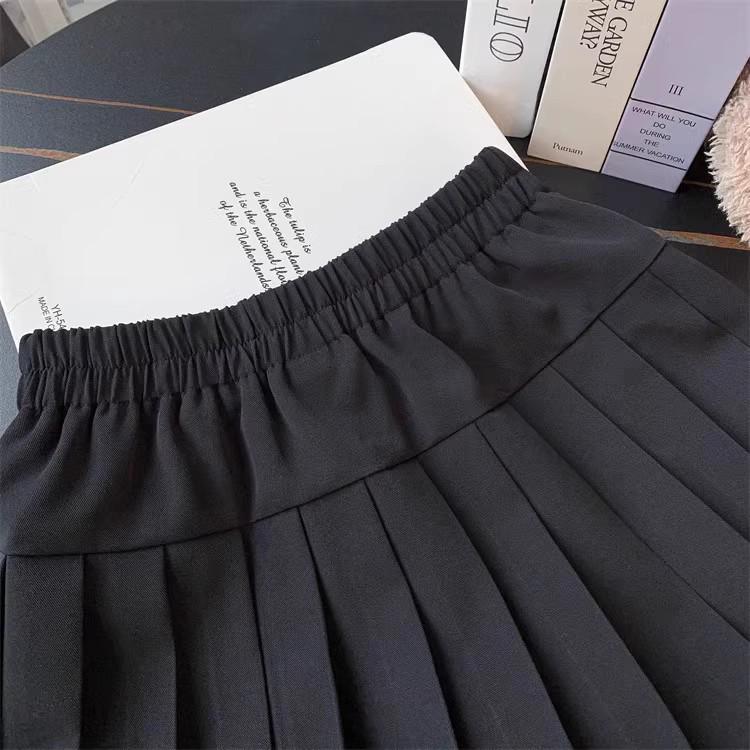 Spring & Autumn 2025 Girls' High-Waist A-line Pleated White Skirt - Size 6 Miniskirt