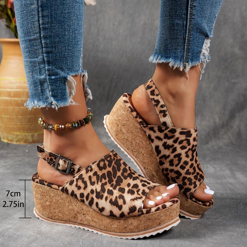 Spring and summer new suede muffin thick-soled wedge sandals women's fish mouth buckle water table high-heeled sandals