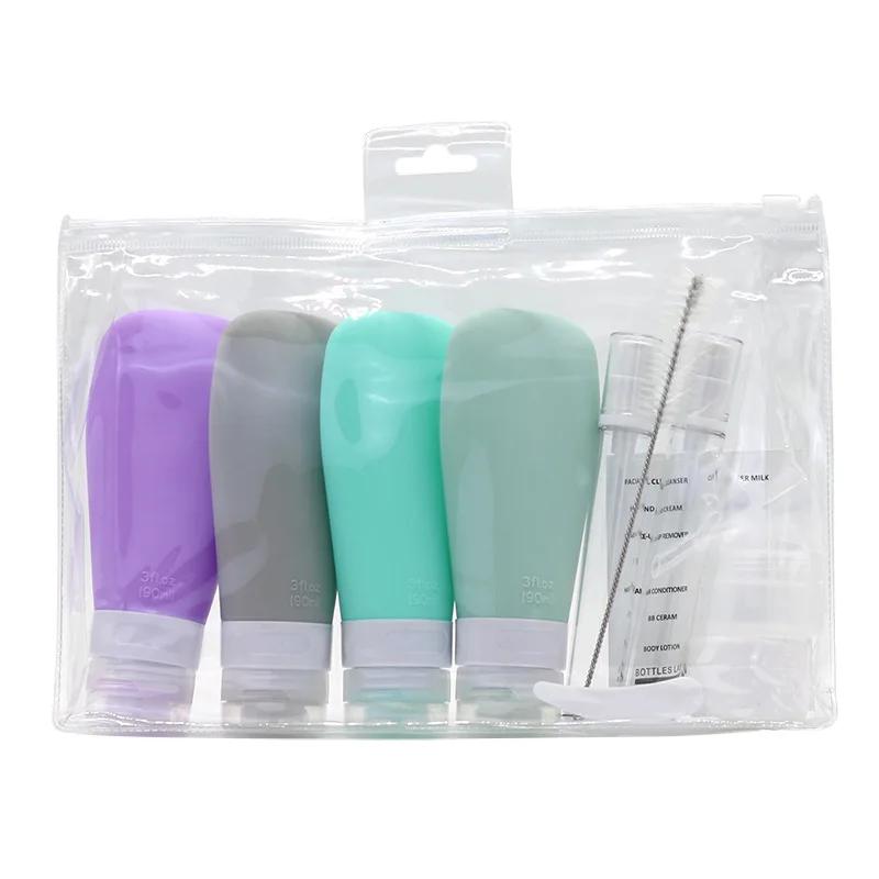 60/90ml Silikon Reiseflaschen Leer Nachfüllbar Flaschenspender Shampoo Flüssige Kosmetika Quetschflaschen Behälter