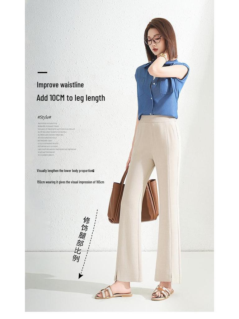 High Waist Elastic Mermaid Flare Pants - 2026 Summer Fashion Women's Slit Casual Cropped Trousers