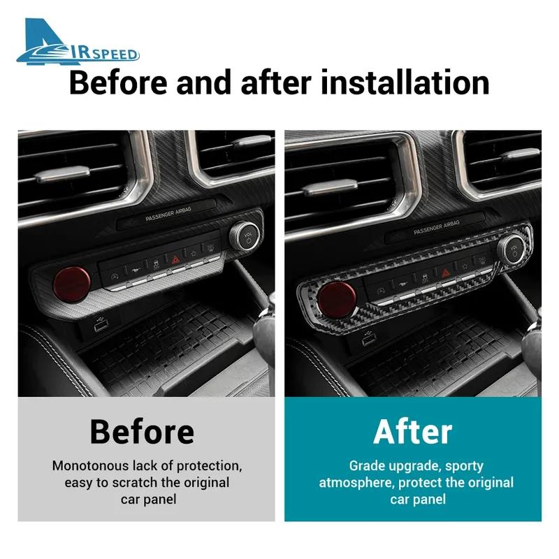 Real Soft Carbon Fiber Sticker For Ford Mustang GT 2024 2025  LHD RHD Car Central Control Star Button Interior Trim Accessories