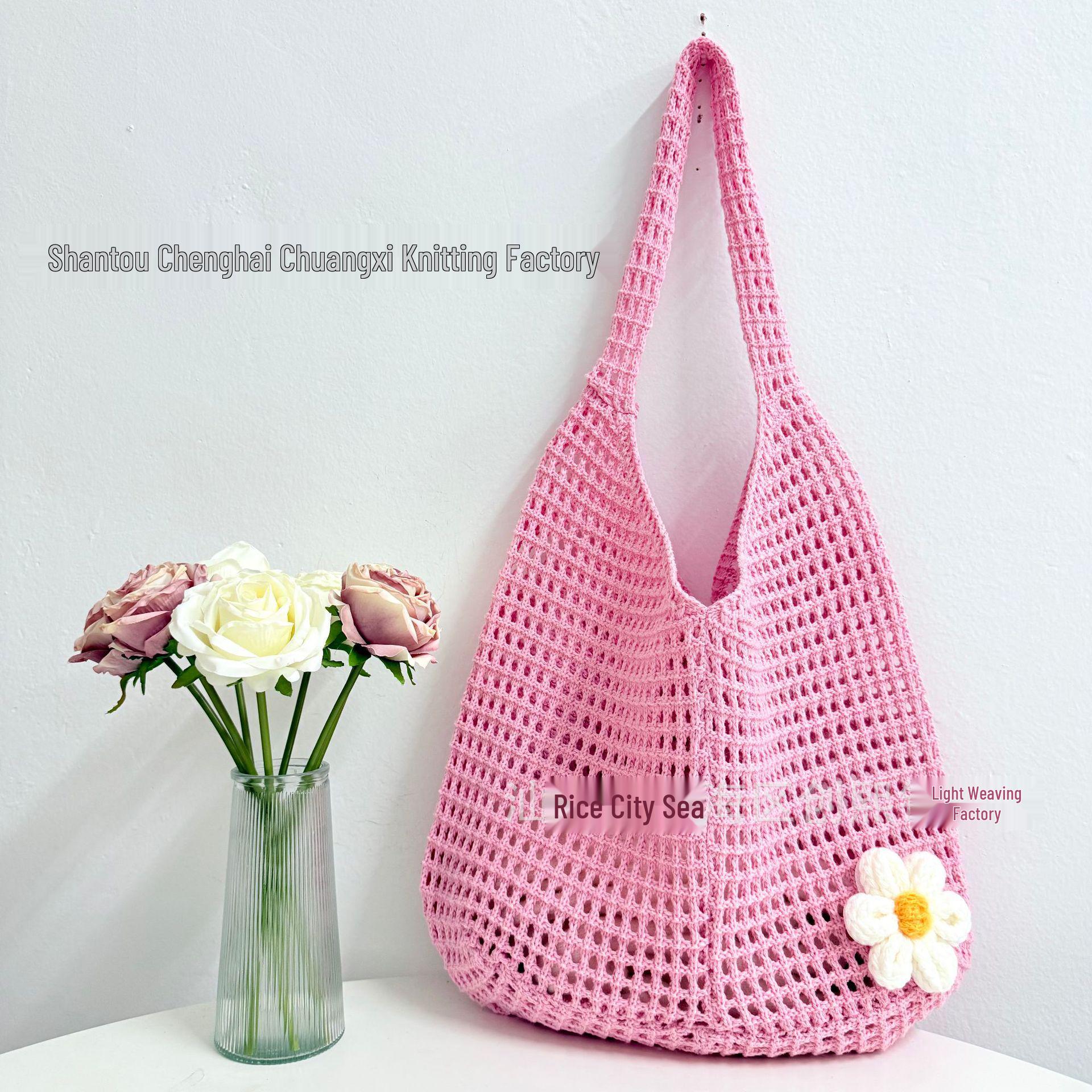 

2025 Богемная плетеная сумка-тоут с цветочным узором - Большая вместимость и модная сумка через плечо розовый