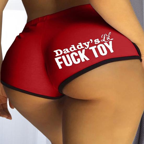 Sport Shorts Comfortable Letter Print Solid Color High Waist Intimate Seductive Butt-lifted Plus Size Women Shorts