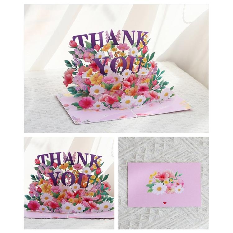 Handmade 3D Popup Card Eye Catching 3D Popup Thank You Greeting Card for Birthdays and Special Event