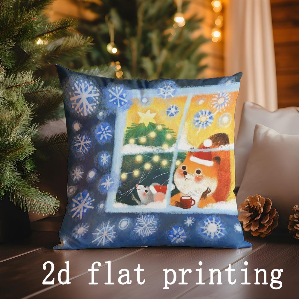 Home Decor Christmas-themed Cute Animal Print Pillowcases Pattern Cushion Cover Suitable for Sofa Bedroom Car Pillow Cover