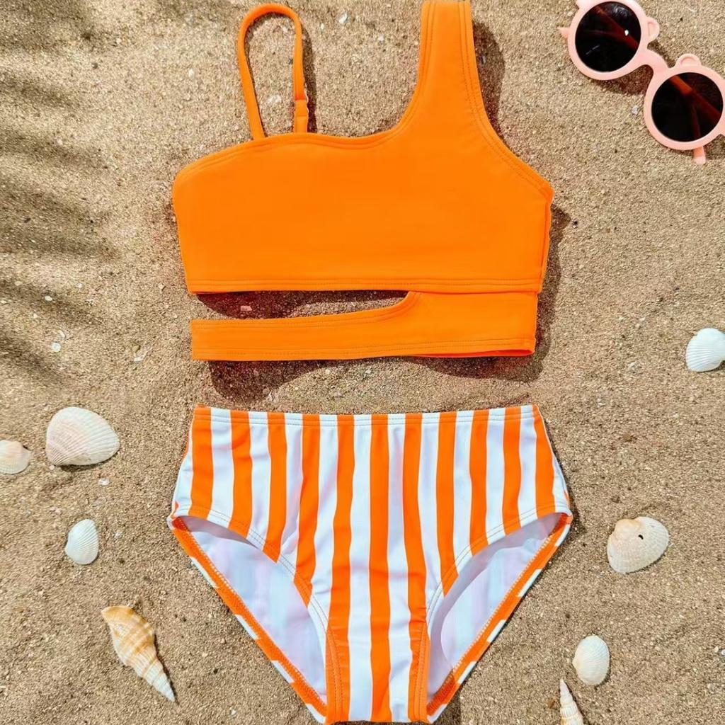 New children's design plate with shoulder split swimsuit cute beach vacation swimsuit fashion