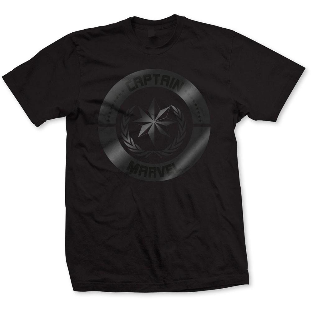 Men s Marvel Comics Captain Marvel Silver Circle T-shirt Medium Black 3XL