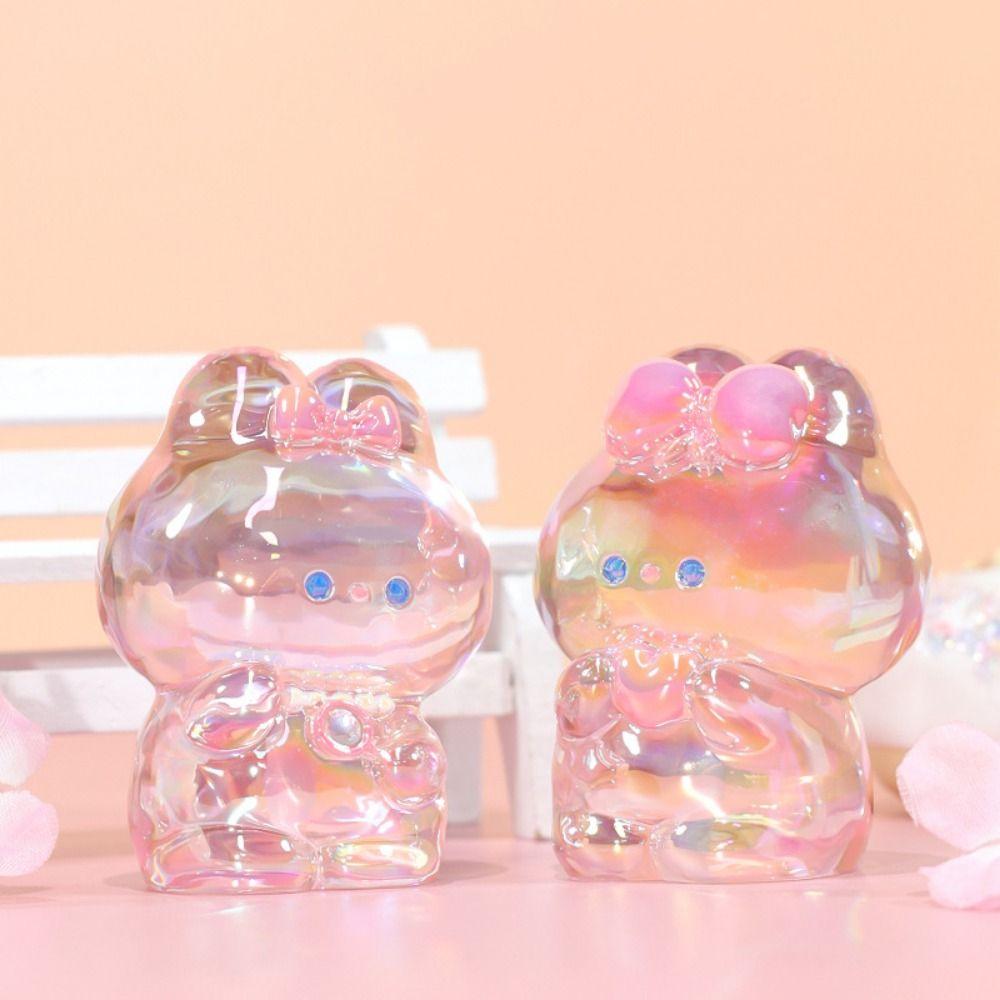 Statue Transparent Gradient Rabbit Dolls Candy Color Cartoon Model Toy  Couple Gifts