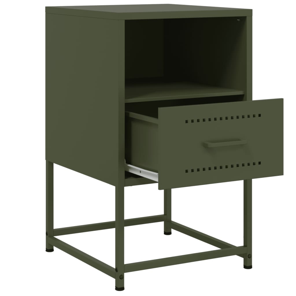 Nightstand Olive Green 36 X 39 X 60.5 Cm Steel