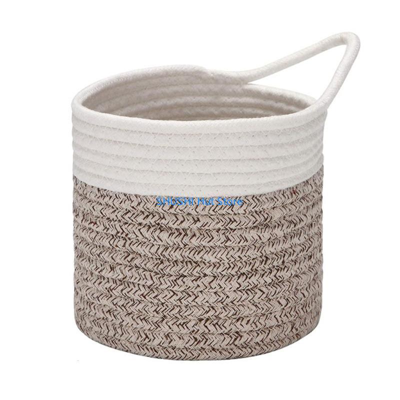 Garage/Cabinets/Closet Small Woven Cotton Rope Basket Home Decor D57B