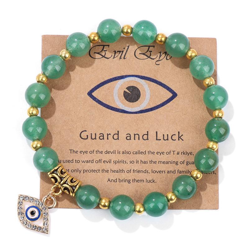 Turkish Luck Evil Eye Pendant Beads Bracelet Natural Stone With Card Charm Bracelets For Men And Women, Fashion Friendship Jewelry Gift.