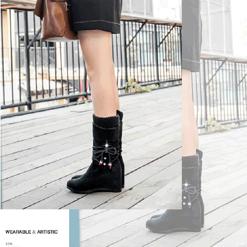 Las botas de nieve bohemias para mujer aumentan las botas de cuña más las  botas de terciopelo hasta la pantorrilla Botas altas elásticas de invierno  comprar a buen precio — entrega gratuita,