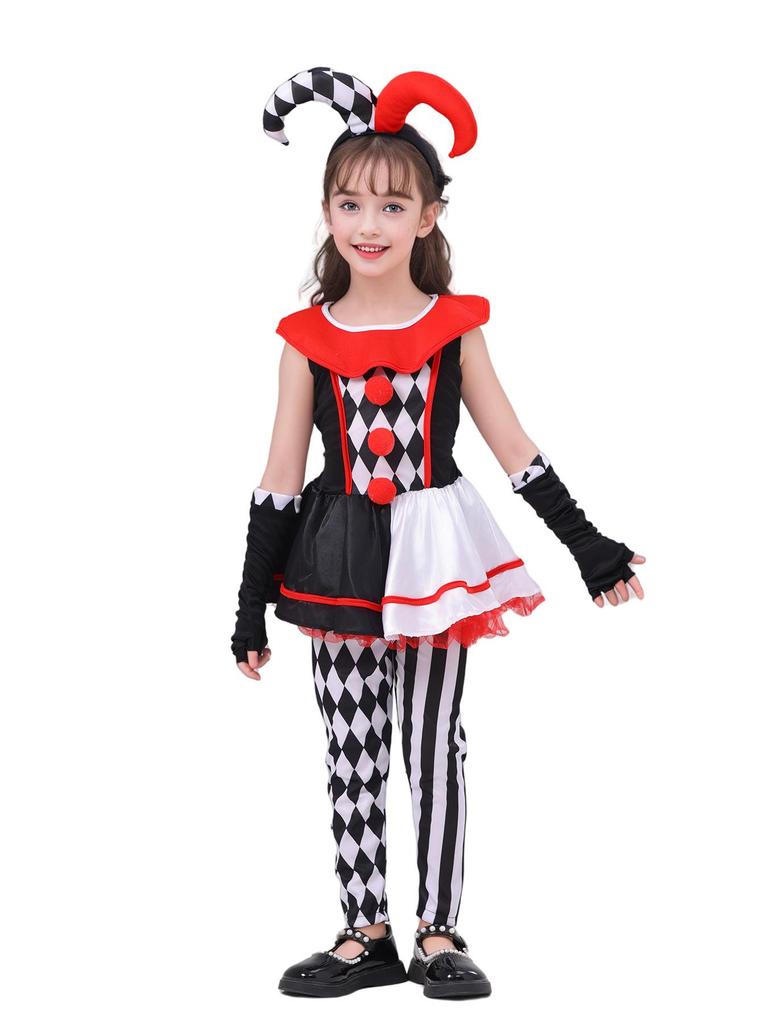 Wszechstronna spódniczka klauna dla dziewczynki na Halloween i bal przebierańców