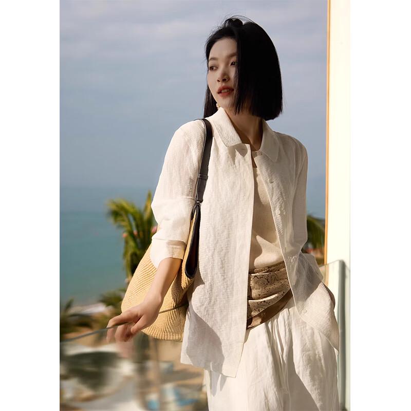 La Chapelle White Sheer Long Sleeve Shirt M белый