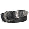 New European and American Style Women's Belt, Vintage Rhinestone Carved Buckle Belt, Trendy Printed Jeans Belt, Unisex