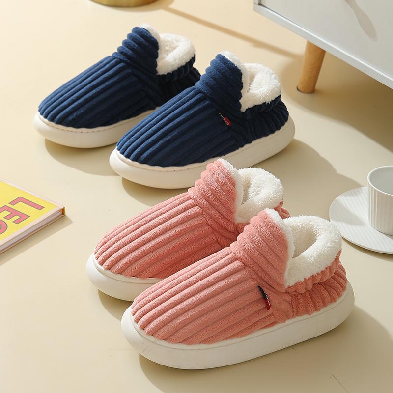 Boots Men Winter Fashion Plush Warm Winter Ankle Furry Home Indoor Soft Sole Plush  Cotton Shoes Women Non-slip Platform Boots