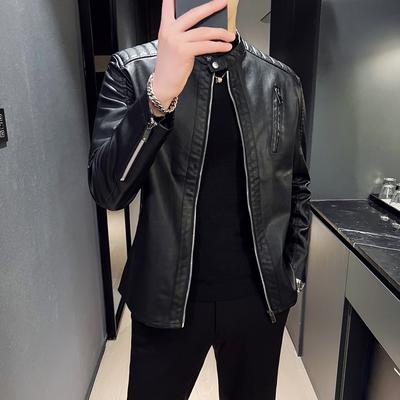 Men Leather Jacket Stand Collar Slim Pu Leather Jackets Spring Autumn Fashion Mens Motorcycle Causal Coat Male Moto Biker Coats