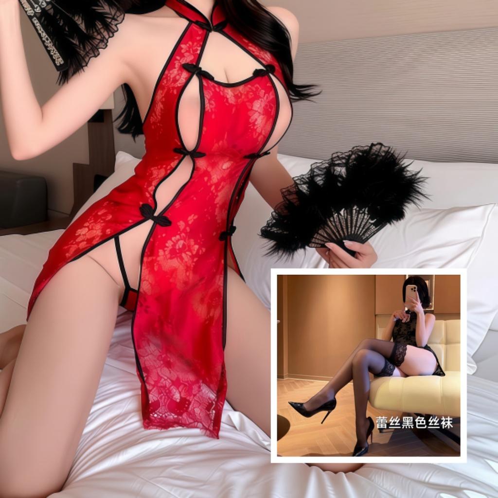 Sex lingerie sexy free temptation cheongsam hot cosplay uniform pure desire wind see-through nightdress