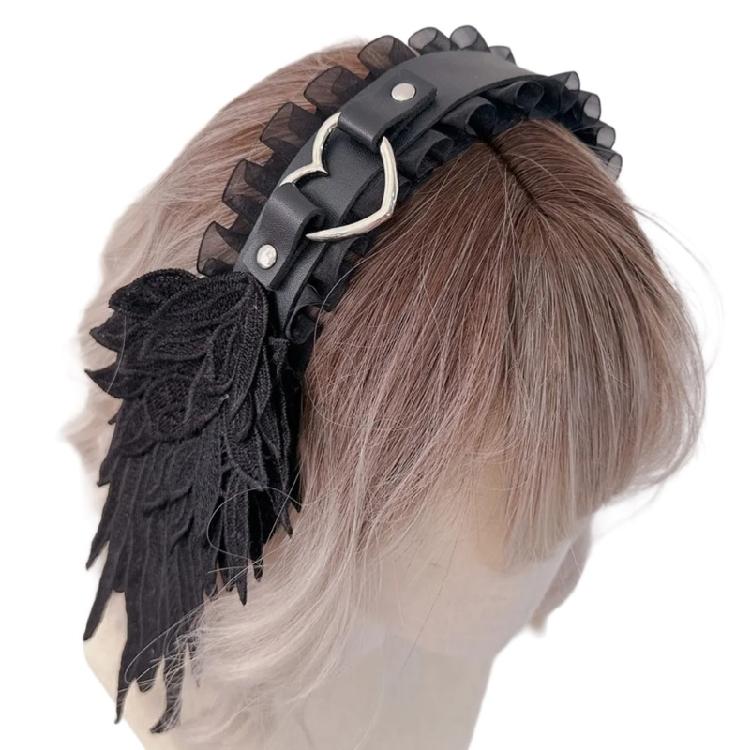  Angel Wing Hairband Cosplay Headband Women Anime Lace Hairhoop Party Supply Role Play Dress Up 2000s Girl Headpiece