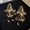 Elegant Metallic Hollow Flower Stud Earrings - European and American Fashion Statement for Women