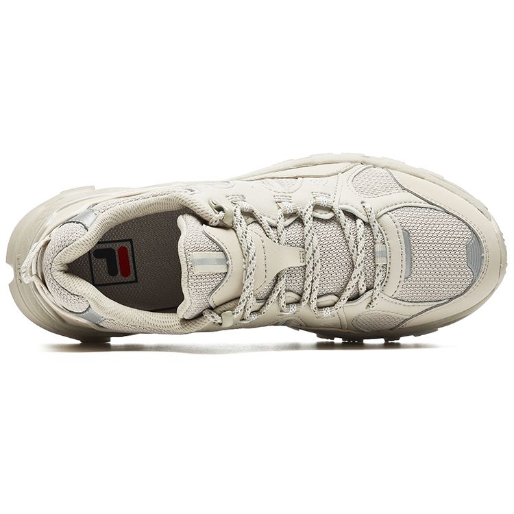 FILA Trek 1S Mesh Fabric Synthetic Leather Comfortable Durable Low-Top Casual Shoes Women sneaker Champagne Silver Gray F12W242119FPS