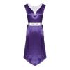 Women Church Worship Robe Choir Performance Tunic Metallic Patchwork Lace Up Sides Split Satin Dress